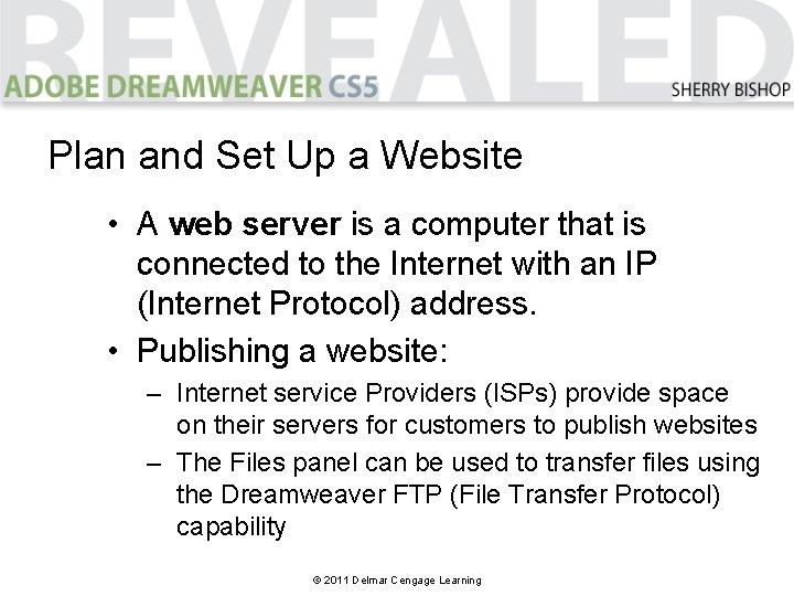 Plan and Set Up a Website • A web server is a computer that