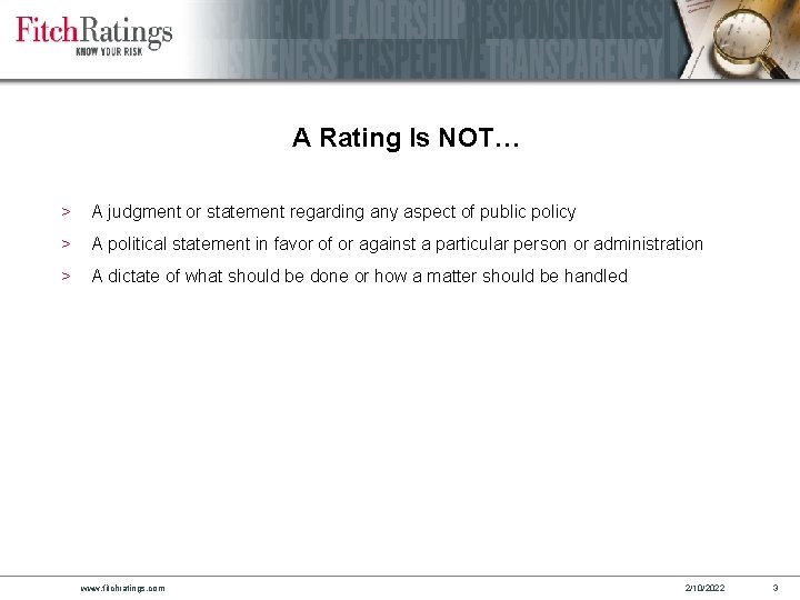 A Rating Is NOT… > A judgment or statement regarding any aspect of public