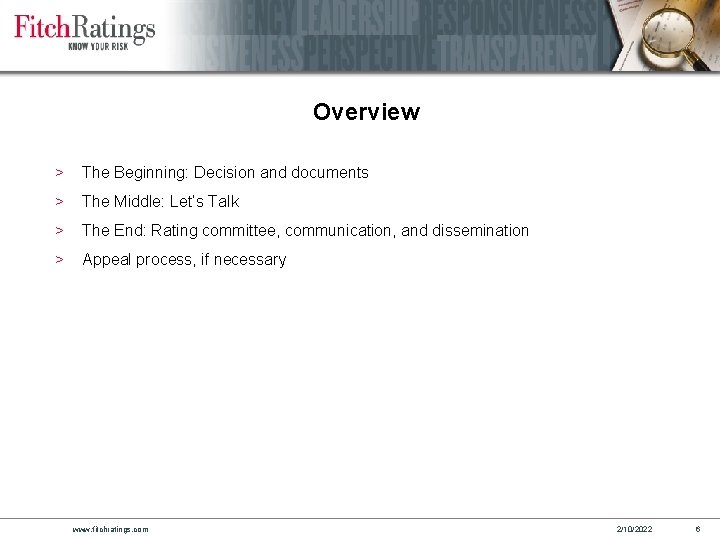 Overview > The Beginning: Decision and documents > The Middle: Let’s Talk > The