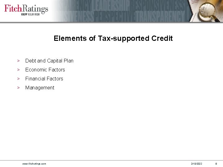 Elements of Tax-supported Credit > Debt and Capital Plan > Economic Factors > Financial