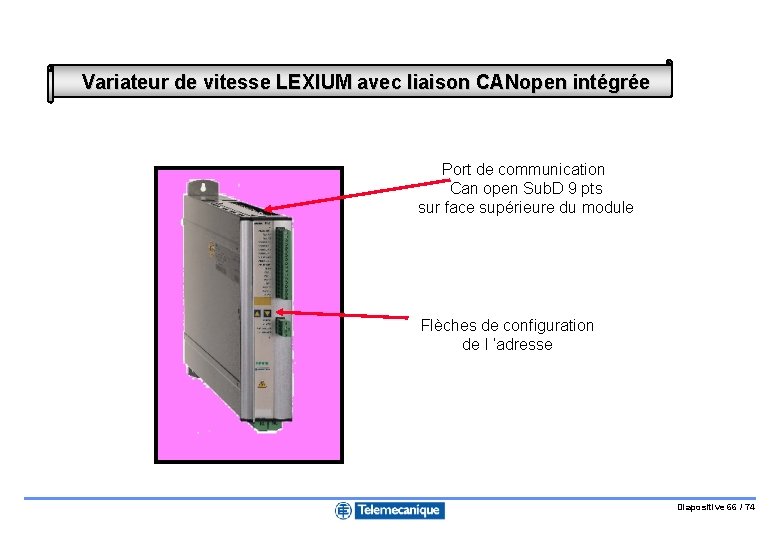 Variateur de vitesse LEXIUM avec liaison CANopen intégrée Port de communication Can open Sub.