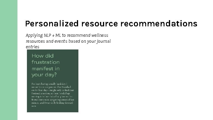 Personalized resource recommendations Applying NLP + ML to recommend wellness resources and events based