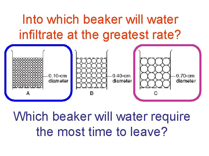 Into which beaker will water infiltrate at the greatest rate? Which beaker will water