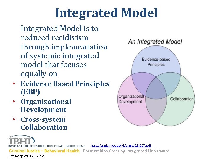 Integrated Model is to reduced recidivism through implementation of systemic integrated model that focuses