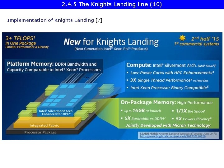 2. 4. 5 The Knights Landing line (10) Implementation of Knights Landing [7] 
