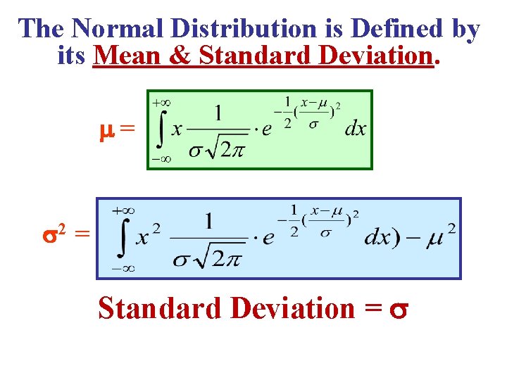 The Normal Distribution is Defined by its Mean & Standard Deviation. = 2 =