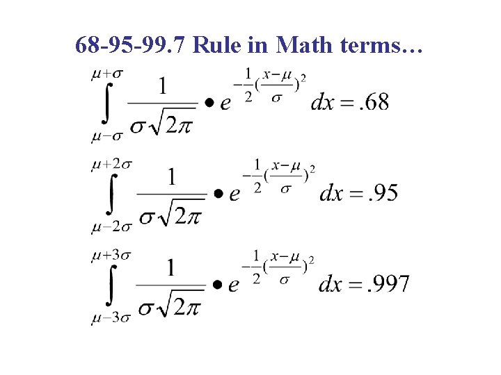 68 -95 -99. 7 Rule in Math terms… 