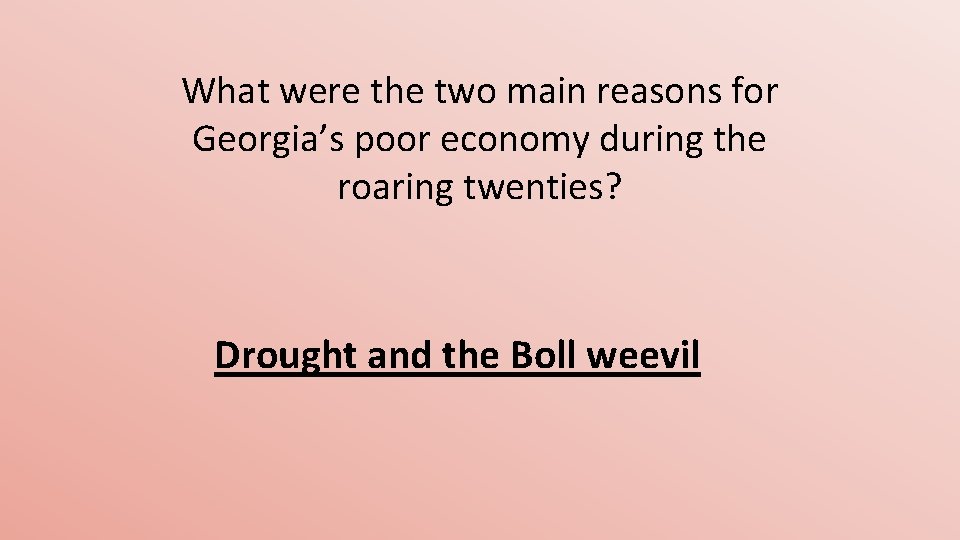 What were the two main reasons for Georgia’s poor economy during the roaring twenties?