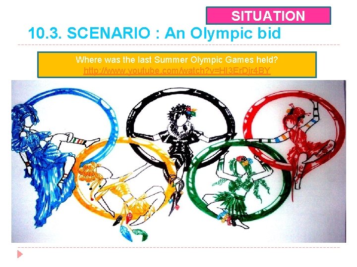 SITUATION 10. 3. SCENARIO : An Olympic bid Where was the last Summer Olympic