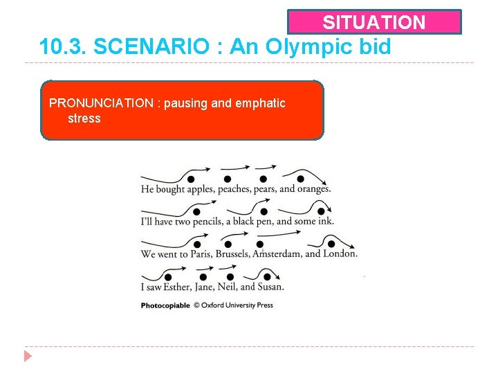 SITUATION 10. 3. SCENARIO : An Olympic bid PRONUNCIATION : pausing and emphatic stress