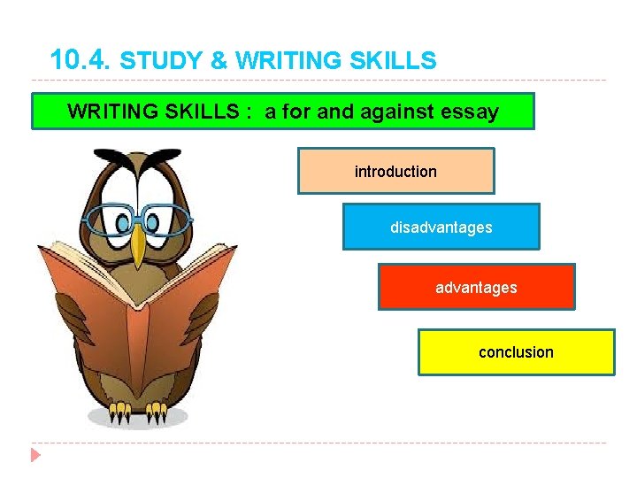 10. 4. STUDY & WRITING SKILLS : a for and against essay introduction disadvantages