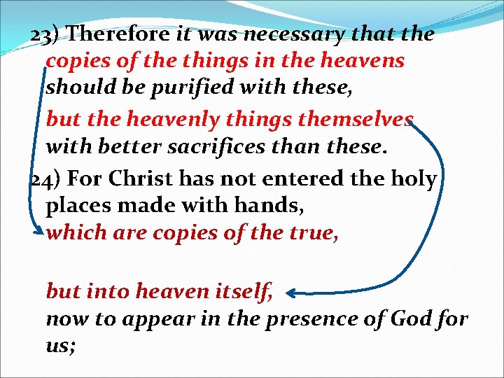 23) Therefore it was necessary that the copies of the things in the heavens