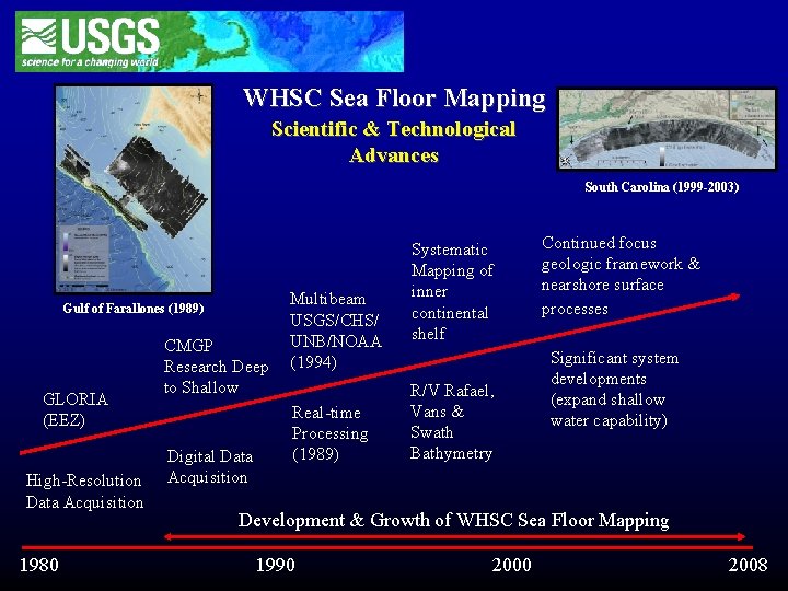 WHSC Sea Floor Mapping Scientific & Technological Advances South Carolina (1999 -2003) Gulf of