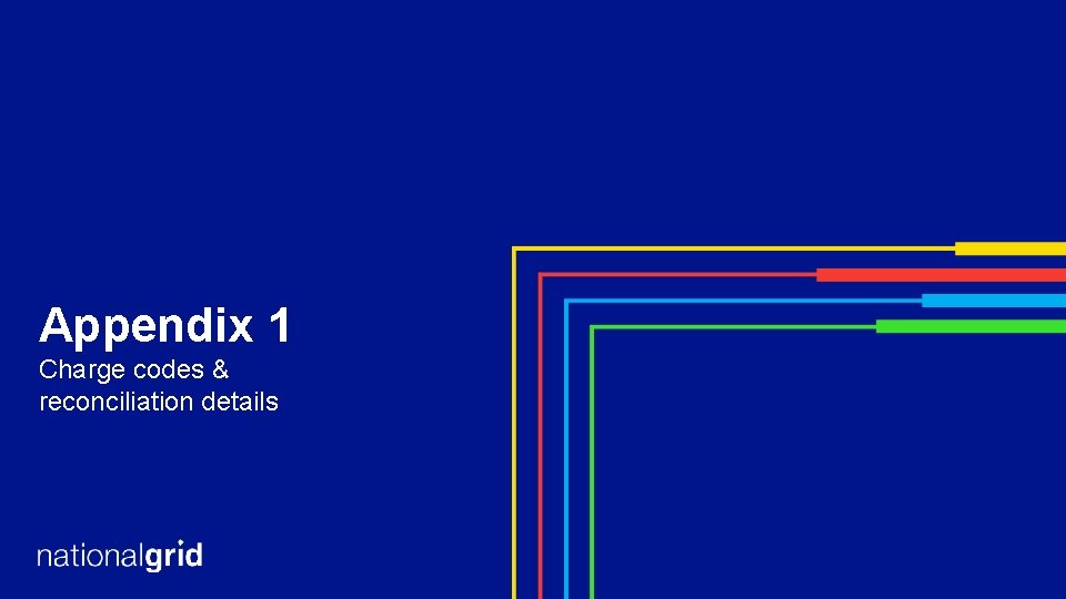 Appendix 1 Charge codes & reconciliation details 