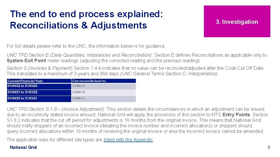 The end to end process explained: Reconciliations & Adjustments 3. Investigation For full details