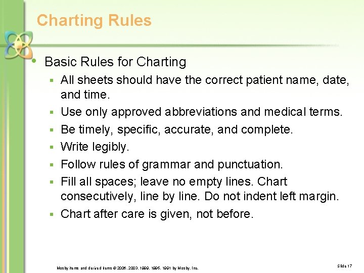 Charting Rules • Basic Rules for Charting § § § § All sheets should