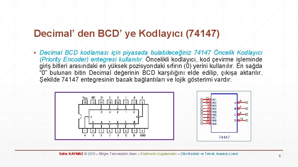 Decimal’ den BCD’ ye Kodlayıcı (74147) ▪ Decimal BCD kodlaması için piyasada bulabileceğiniz 74147
