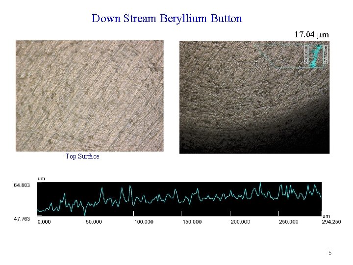 Down Stream Beryllium Button 17. 04 m Top Surface 5 