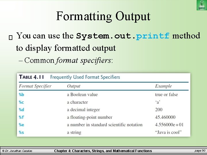Formatting Output You can use the System. out. printf method to display formatted output Formatting Output You can use the System. out. printf method to display formatted output