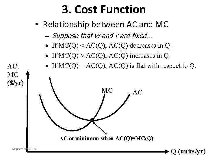 3. Cost Function • Relationship between AC and MC AC, MC ($/yr) – ·