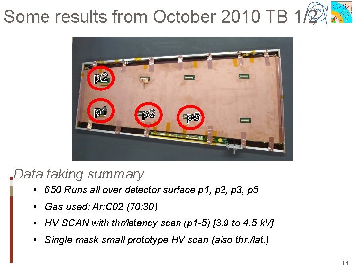 Some results from October 2010 TB 1/2 p 1 p 3 p 5 Data