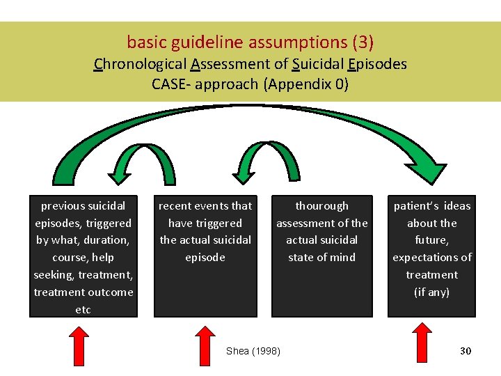 basic guideline assumptions (3) Chronological Assessment of Suicidal Episodes CASE- approach (Appendix 0) previous