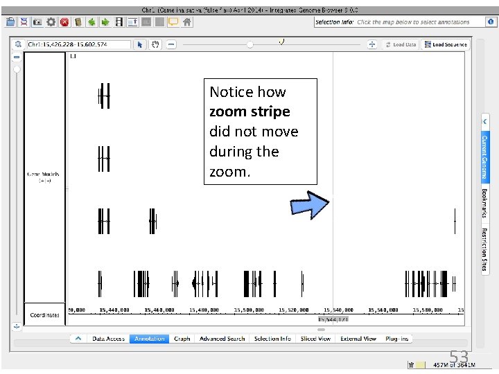Notice how zoom stripe did not move during the zoom. 53 