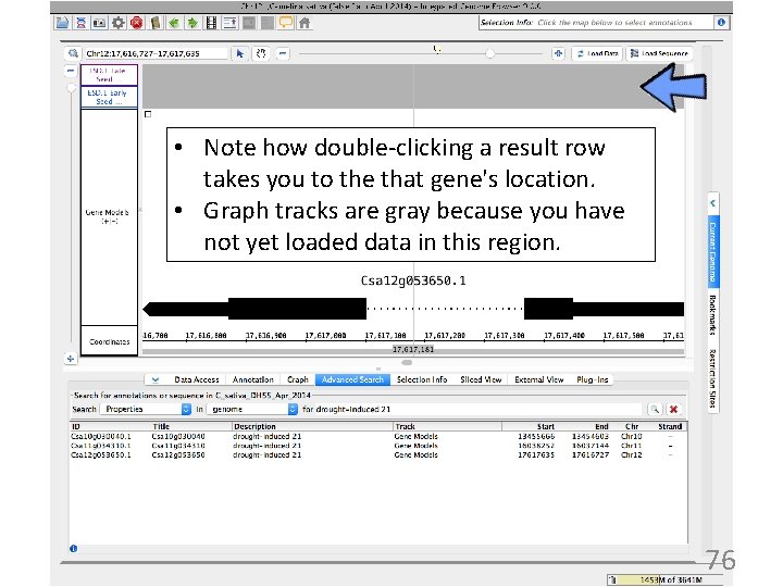  • Note how double-clicking a result row takes you to the that gene's