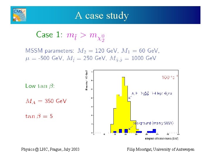 A case study Physics @ LHC, Prague, July 2003 Filip Moortgat, University of Antwerpen