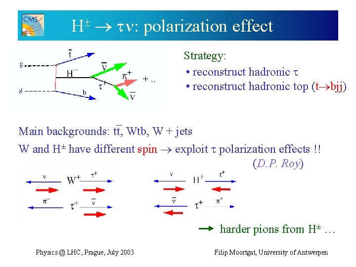 H : polarization effect Strategy: • reconstruct hadronic top (t bjj) _ Main backgrounds: