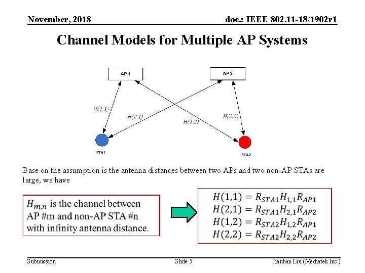 November, 2018 doc. : IEEE 802. 11 -18/1902 r 1 Channel Models for Multiple