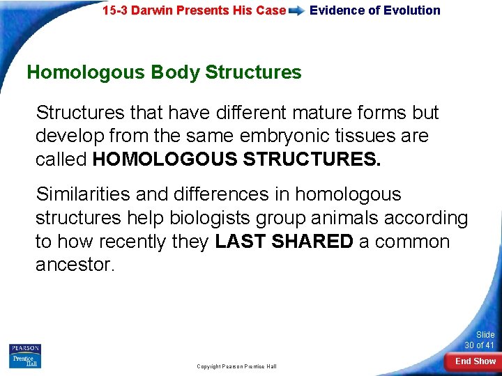 15 -3 Darwin Presents His Case Evidence of Evolution Homologous Body Structures that have