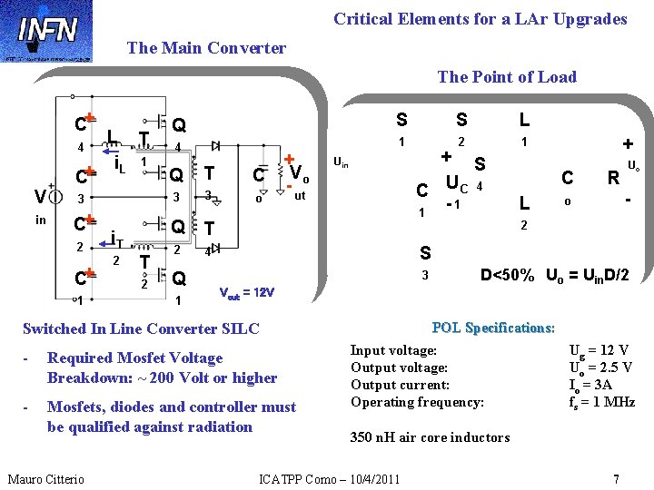 Critical Elements for a LAr Upgrades The Main Converter The Point of Load C+