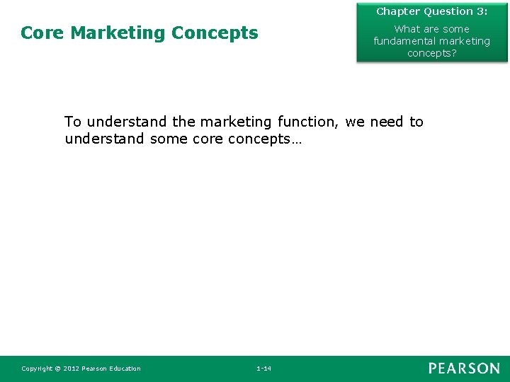 Chapter Question 3: Core Marketing Concepts What are some fundamental marketing concepts? To understand Chapter Question 3: Core Marketing Concepts What are some fundamental marketing concepts? To understand