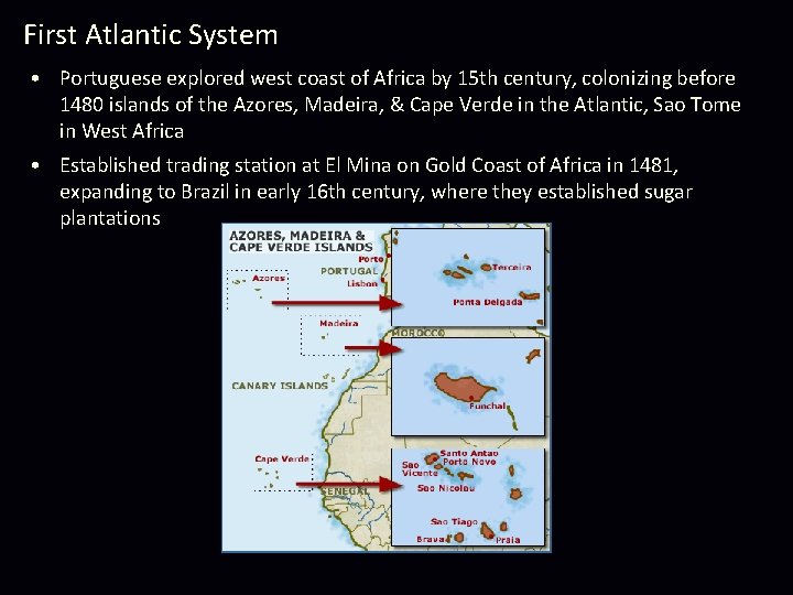 First Atlantic System • Portuguese explored west coast of Africa by 15 th century,