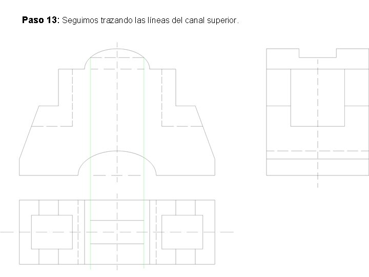 Paso 13: Seguimos trazando las líneas del canal superior. 