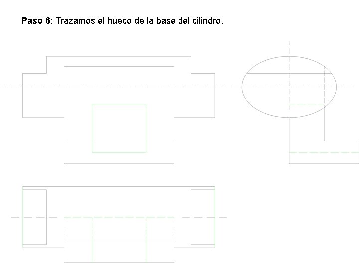 Paso 6: Trazamos el hueco de la base del cilindro. 