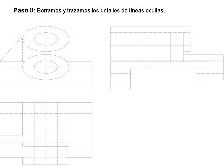 Paso 8: Borramos y trazamos los detalles de líneas ocultas. 