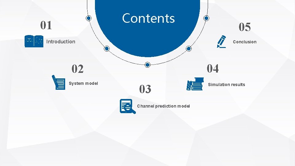 Contents 01 05 Introduction Conclusion 04 02 System model 03 Channel prediction model Simulation
