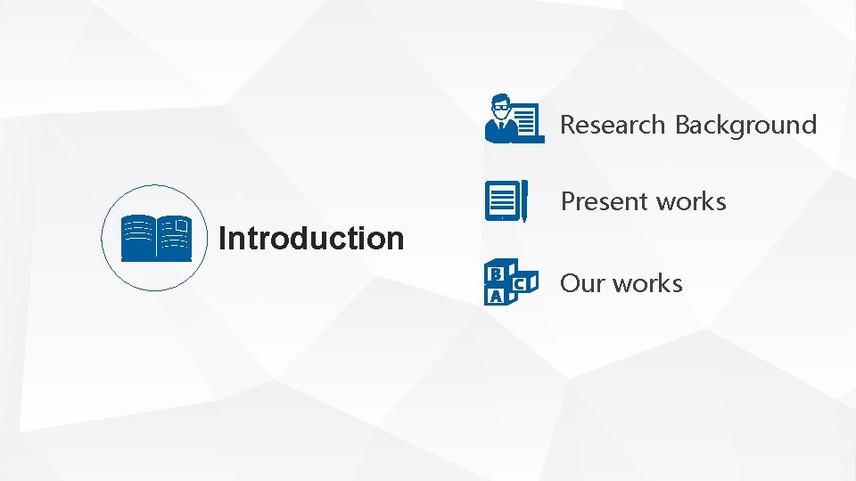 Research Background Present works Introduction Our works 
