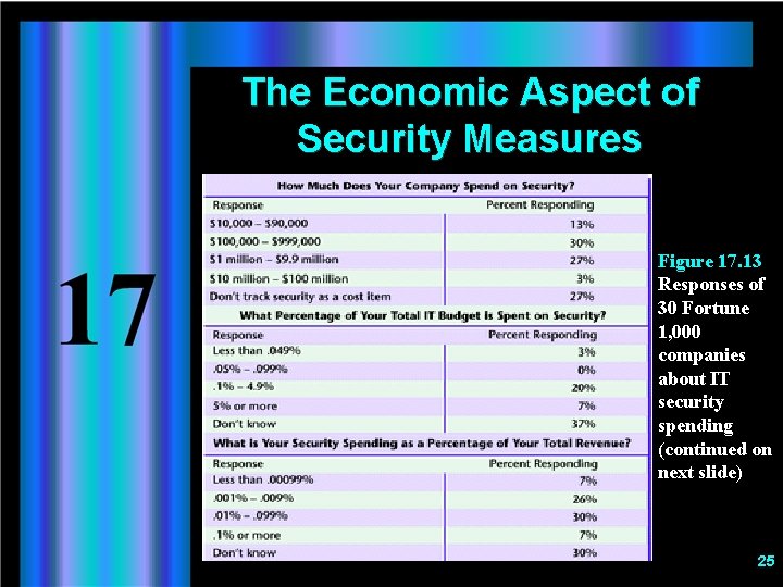 The Economic Aspect of Security Measures Figure 17. 13 Responses of 30 Fortune 1,