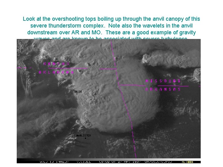 Look at the overshooting tops boiling up through the anvil canopy of this severe
