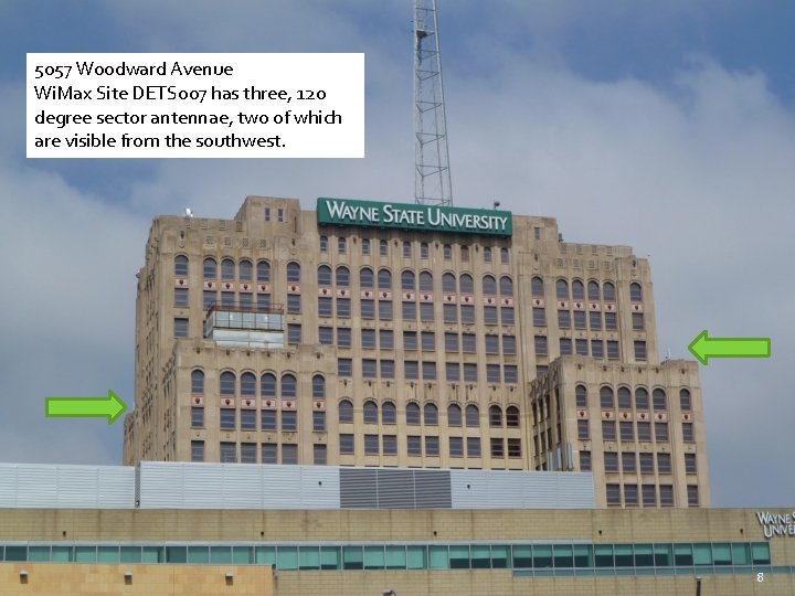 5057 Woodward Avenue Wi. Max Site DETS 007 has three, 120 degree sector antennae,