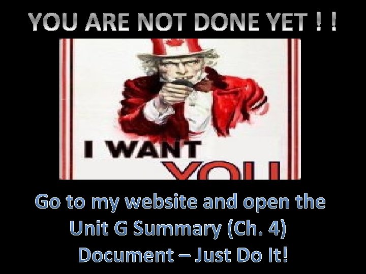 Go to my website and open the Unit G Summary (Ch. 4) Document –