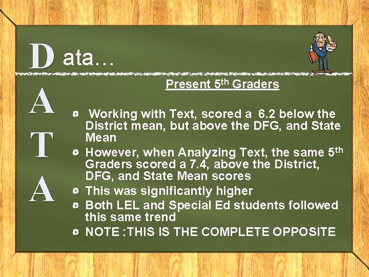 D ata… A T A Present 5 th Graders Working with Text, scored a