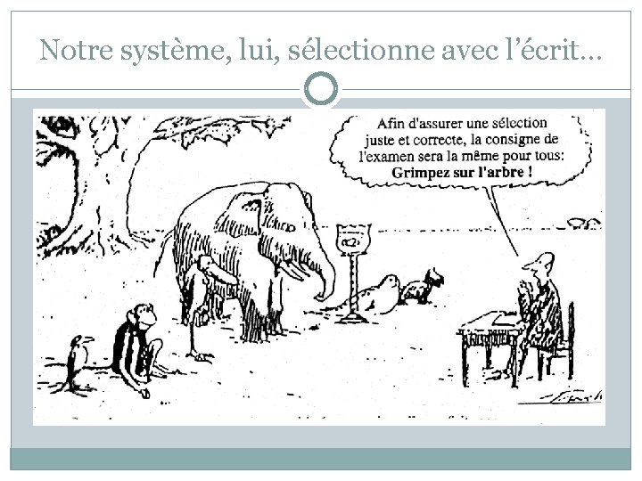 Notre système, lui, sélectionne avec l’écrit… 