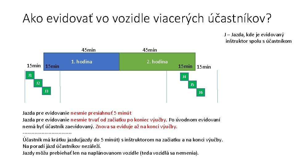 Ako evidovať vo vozidle viacerých účastníkov? J – Jazda, kde je evidovaný inštruktor spolu