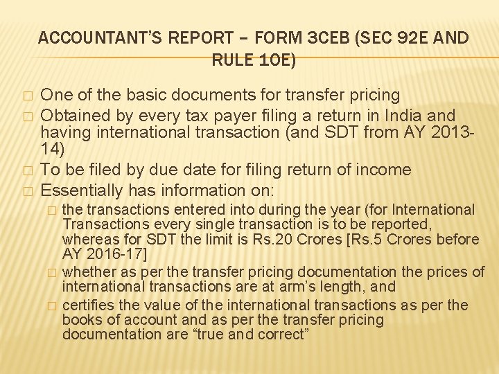 ACCOUNTANT’S REPORT – FORM 3 CEB (SEC 92 E AND RULE 10 E) �