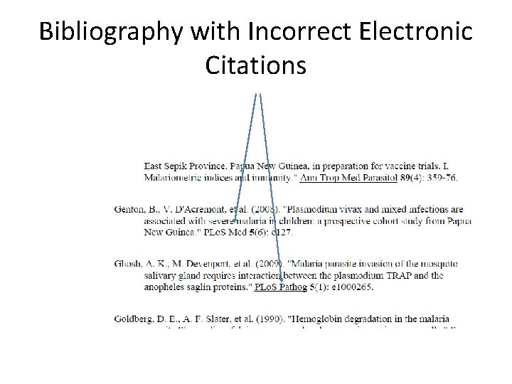 Bibliography with Incorrect Electronic Citations 