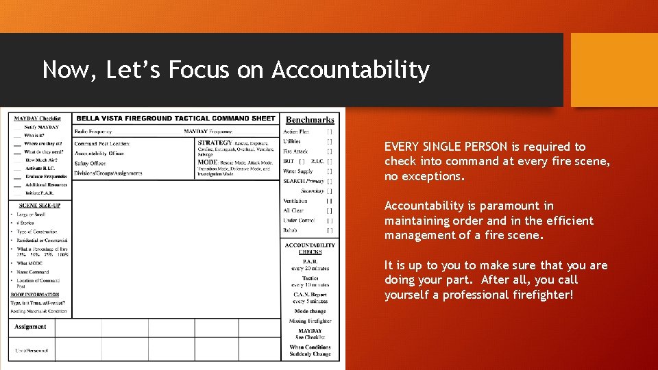 Now, Let’s Focus on Accountability EVERY SINGLE PERSON is required to check into command